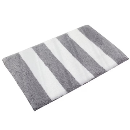 Covoras de baie antiderapant Chakme, microfibra, alb/gri, 43 x 61 cm