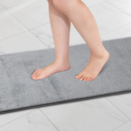 Covoras de baie MIULEE, spuma de memorie/microfibra, gri, 45 x 120 cm