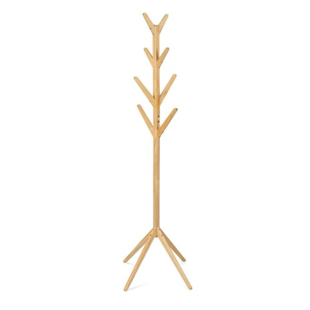 Cuier lemn masiv tip pom KL Tripoli, 8 agatatori, de podea, 60 x 60 x 175 cm, stejar natur