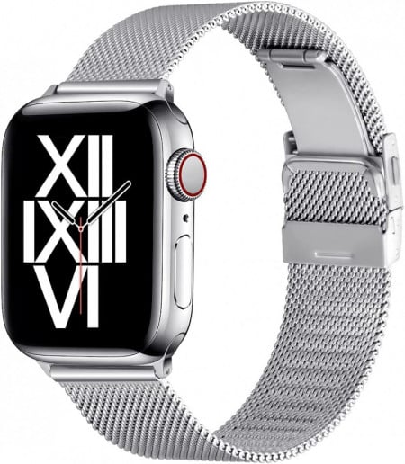 Curea metalica AFEKYY, argintiu, otel inoxidabil, compatibila cu Apple Watch 6/5/4/3/2/1, SE.