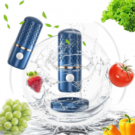 Dispozitiv portabil de curatare cu ultrasunete pentru alimente OLIYA, 4400mAh, albastru, USB, ABS, 15.8cm
