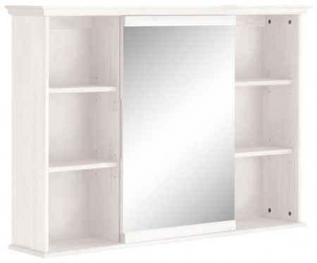 Dulap suspendat Westa by Home Affaire, cu oglinda, lemn masiv de pin, alb, 77 x 70 x 33 cm - Img 1