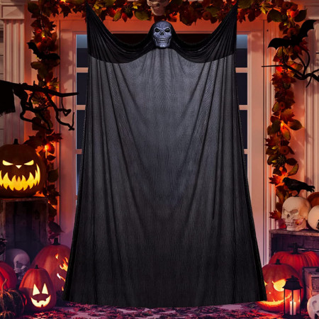 Fantoma plutitoare Halloween Formizon, textil, negru/alb, 3,3 x 1,8 m