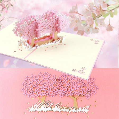 Felicitare romantica 3D Yirsur, hartie, roz, 20 x 15 cm