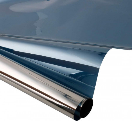 Folie de protectie UV pentru ferestre cu efect de oglinda Sourcing Map, PET, albastru inchis, 60 x 200 cm