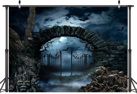 Fundal foto pentru Halloween Lywygg, vinil, negru/albastru inchis, 300 x 300 cm