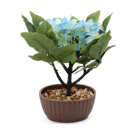 Ghiveci Cu Flori Artificiale, Albastru, 22cm
