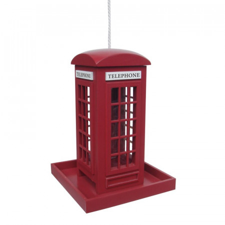 Hranitor pentru pasari in forma de cabina telefonica, 23 x 16 x 16 cm - Img 1