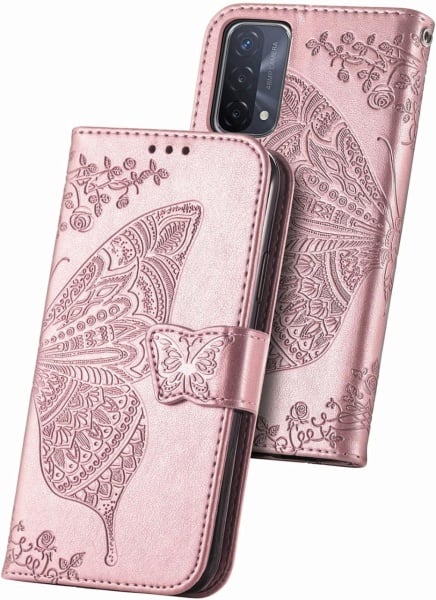 Husa de protectie flip pentru Oppo A54 5G/A74 5G Jiafei, TPU/piele PU, roz, 6,5 inchi