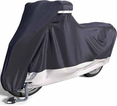 Husa pentru motocicleta VELMIA, poliester, negru/gri, marilea L, 230 X 100 X 125 cm - Img 1