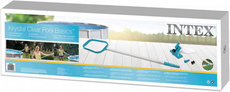 Kit de curatare piscina, PVC/metal, alb/albastru, 239 cm - Img 1