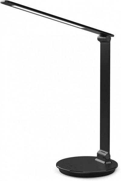Lampa de birou Vansuny, cu port de incarcare USB, brat flexibil, 6 niveluri de luminozitate, negru, aluminiu, 35,5 x 34 cm - Img 1