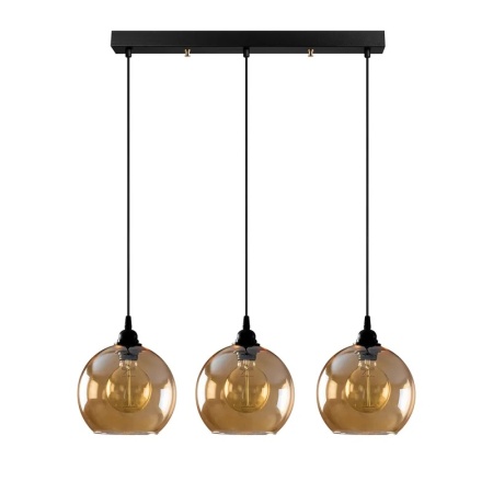 Lustra tip pendul Alisa, 3 lumini, sticla/metal, negru/auriu, 70 x 36-116 cm