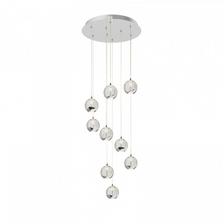 Lustra tip pendul Hayley, LED, metal/sticla, crom/transparent, 40 x 150 cm - Img 1