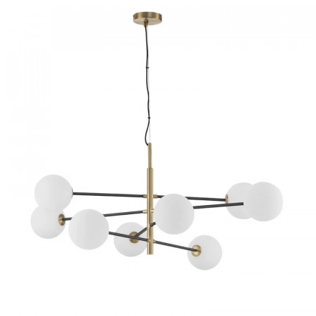 Lustra tip pendul Velazco, 8 lumini, metal/sticla, alb/negru/auriu, 120 x 120 x 145 cm