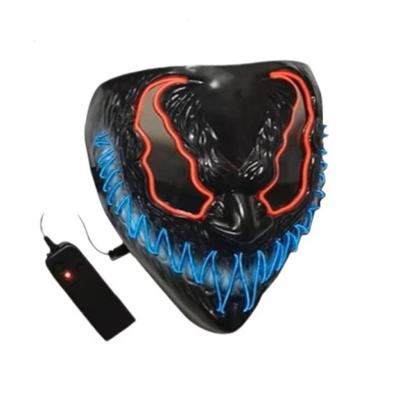 Masca cu LED pentru Halloween Shengruili, plastic, negru/albastru/portocaliu, 23 x 18 cm
