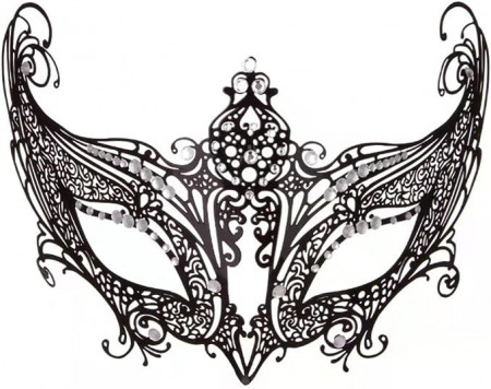 Masca venetiana pentru carnaval AMFSQJ, metal, negru, 15 x 13 cm