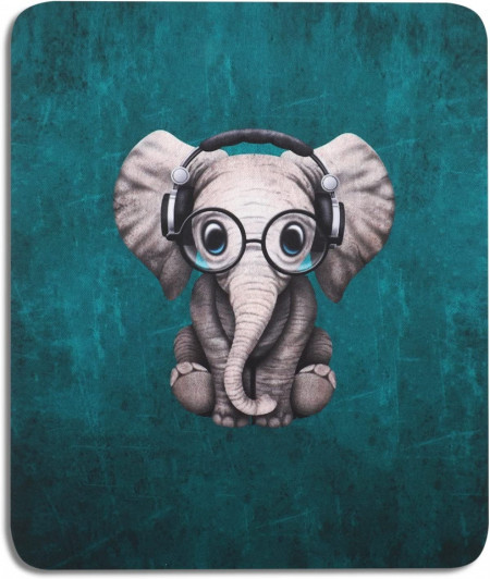 Mousepad AOKSUNOVA, model elefant, cauciuc, gri/turcoaz, 24 x 20 cm