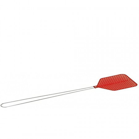 Paleta pentru muste Lamapla, plastic/metal, rosu/argintiu, 42,5 x 10 cm