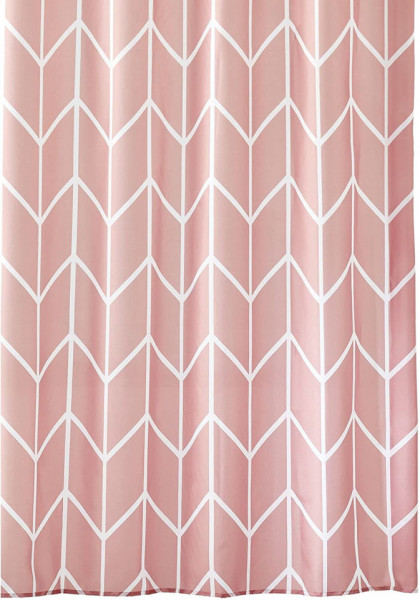 Perdea de dus mDesign, poliester, alb/roz, 183 x 183 cm