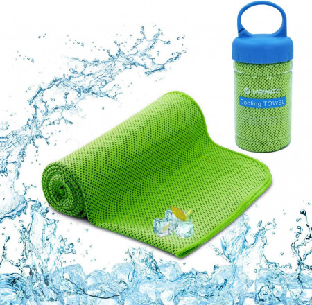 Prosop de racire pentru fitnes YQXCC, microfibra, verde, 120 x 30 cm