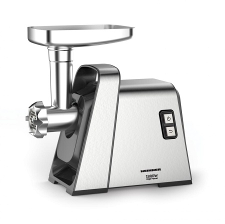 RESIGILAT – MASINA DE TOCAT HEINNER MG-Y1800X, Putere 1800W, Functie reverse, 3 site de taiere, Accesoriu de rosii si carnati, Argintiu