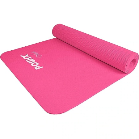 Saltea pentru antrenament si husa de protectie, pentru yoga, fitness, aerobic, pilates, exercitii la sol, POWRX, Antiderapant, Spuma de cauciuc, 173x61x0.5 cm, Roz, Resigilat, Grad A