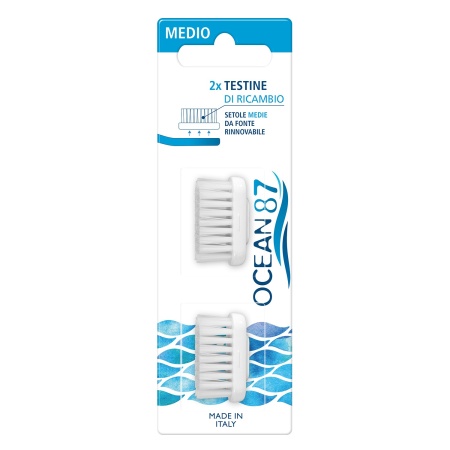 Set 2 rezerve perii Medii 100% fibra vegetala Periuta dinti Ocean87