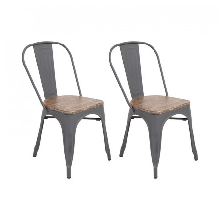 Set 2 scaune de masă Claremont din metal, gri, 83cm H x 44cm W x 51cm D - Img 1