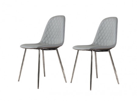 Set 2 scaune de masă tapițate Trapp, gri, 86 x 45 x 57 cm - Img 1