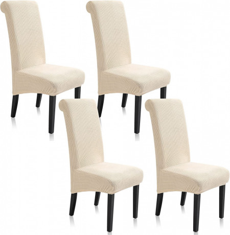 Set 4 huse de protectie pentru scaun TIANSHU, poliester/spandex, fildes, 50 x 50 x 75 cm - Img 1
