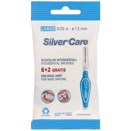 Set 8 periute interdentare Silver Care Large Size 4-1,3 mm capac protectie culoare Albastru