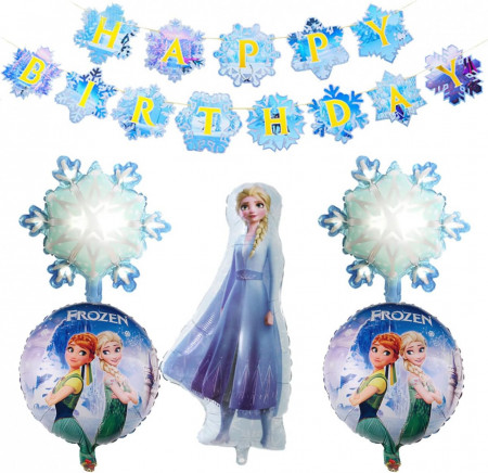 Set aniversar Miotlsy, model Frozen, carton/folie, multicolor, 6 piese
