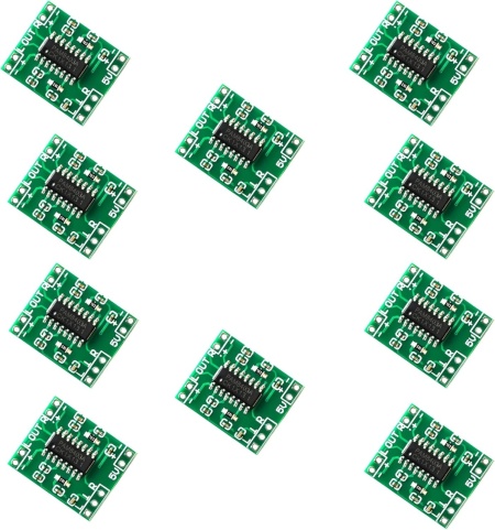 Set de 10 module pentru amplificatorul audio PAM8403 10Gtek, clasa D, 21,7 x 18,2 mm, 2 x 3 W