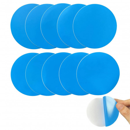 Set de 10 plasturi adezivi pentru reparatii piscine Yunlex, PVC, albastru, 7,5 cm