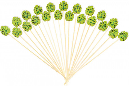 Set de 100 betisoare pentru Cocktail Cuayaes, bambus, verde/natur, 13 cm - Img 1