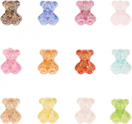 Set de 120 ursuleti URLIFEHALL, multicolor, rasina, 7 x 6 mm - Img 1