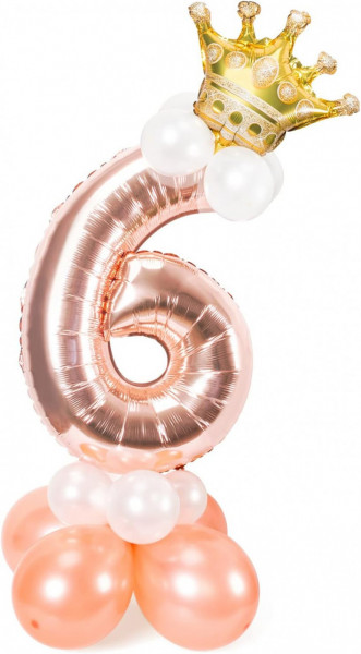 Set de 17 baloane pentru aniversare a 6 ani PARTY GO, folie/latex, rose gold, 106 cm