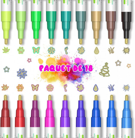 Set de 18 markere cu sclipici BOIROS, plastic, multicolor