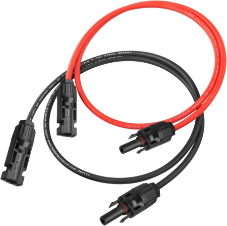 Set de 2 cabluri 10 AWG pentru panoul solar Paekq, PVC/metal, rosu/negru, 1 m