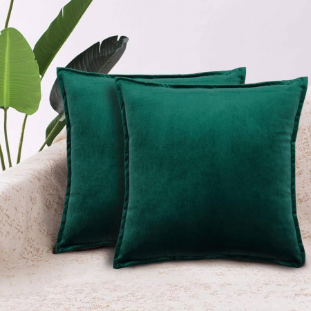 Set de 2 fete de perna Tan Tomi, catifea, verde, 50 x 50 cm