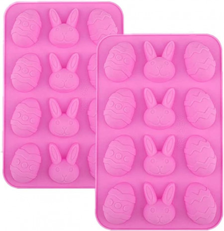 Set de 2 forme pentru prajituri de Paste TZMY-UE, silicon, roz, 22,5 x 14,7 cm