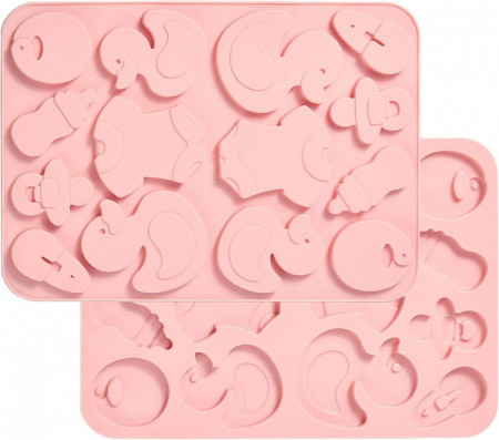Set de 2 forme pentru prajituri URLIFEHALL, silicon, roz, 234 x 166 mm - Img 1