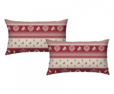 Set de 2 huse pentru perna Tirolo, textil, crem/rosu, 50 x 80 cm - Img 1