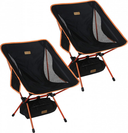 Set de 2 scaune de camping Trekology, metal/plasa, negru/portocaliu, 71 x 30,5 x 48 cm