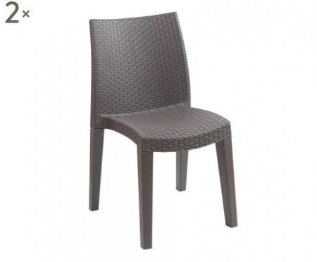 Set de 2 scaune Lady, plastic, maro, 56 x 86 x 48 cm - Img 1