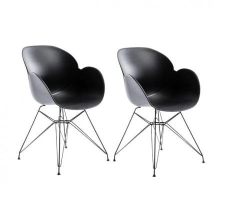 Set de 2 scaune Malaga, negru, 52 x 58 x 85 cm - Img 1