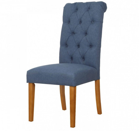 Set de 2 scaune tapitate Liao Home Affaire, lemn masiv/poliester, maro/albastru inchis, 50 x 73 x 108 cm