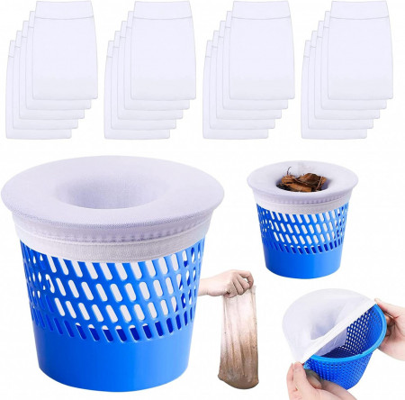 Set de 20 filtre pentru curatare piscina MAXHJX, nailon, alb, 22 x 13 cm