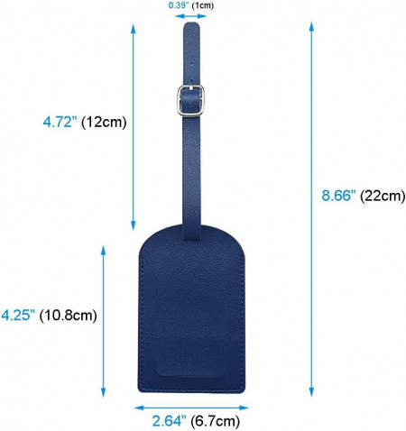 Set de 3 etichete pentru bagaje MIEWAA, piele PU, albastru, 22 x 6.7 cm - Img 2
